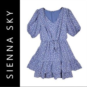 Sienna Sky Blue Floral Puff Sleeve Sundress | Small I New With Tags